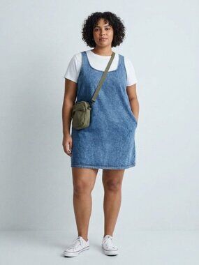Recollection Denim Pinafore Mini Dress NWT Medium Blue Wash Scoop Neck | Size XL